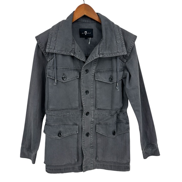 7 For All Mankind Jackets & Blazers - 7 FOR ALL MANKIND 7FAM Jacket Button Up Twill Military Field Gray